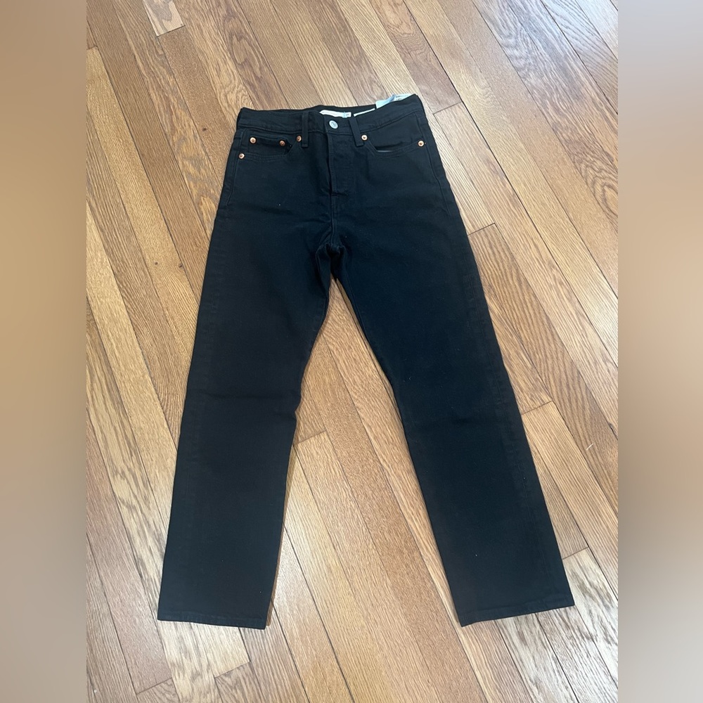High Rise Levi jeans , button up BLACK
